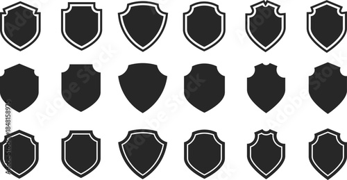 Security Shield Icon Set. Protection, Defense, and Trust Symbols. Privacy Guard and System Security symbols. Verification, Guarantee, and Identity Protection sign
