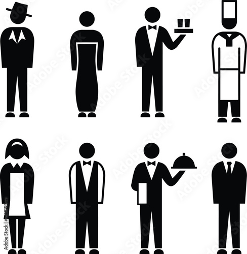 Professional staff icons in a grid layout