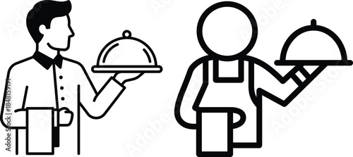 Serving food with cloche and napkin icon