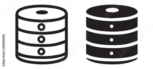 Cylinder Database Icon Vector Illustration for Web, App, and Data Management Design. Minimalist Cylinder Database Vector Icon in Flat and Line Style for UI and Technology Projects.