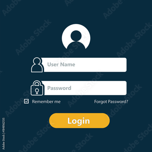 Modern flat design of a mobile login page  user interface with username and password Sign up page Create account page web page 