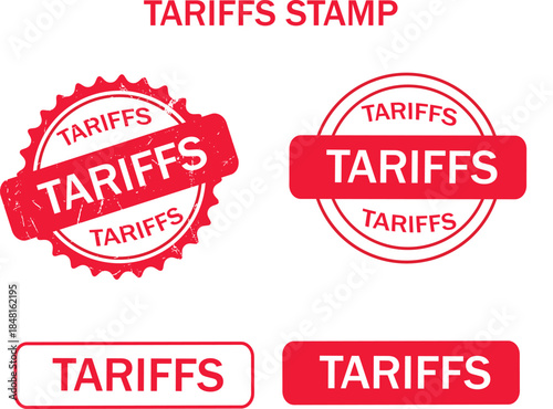 Tariffs rubber stamp all set icon symbol