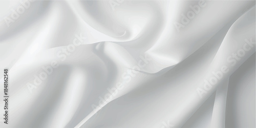 Elegant white silk and satin fabric texture background with soft smooth waves and flowing luxury drapery material for a wedding backdrop design