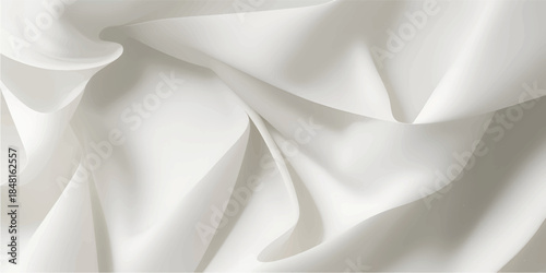 Luxurious white silk and satin fabric background featuring smooth wavy textures and elegant shiny curves for a soft decorative fashion backdrop