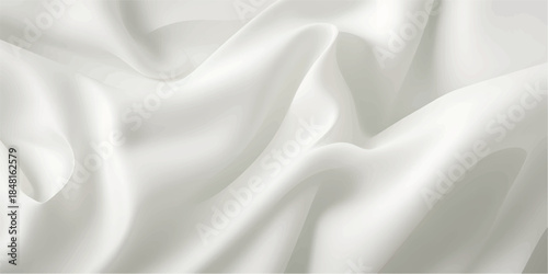 Elegant white silk and satin fabric background featuring soft wavy textures and smooth luxury drapery for a shiny fashion textile backdrop
