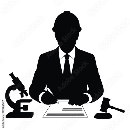 Judge holding gavel with law symbols vector illustration