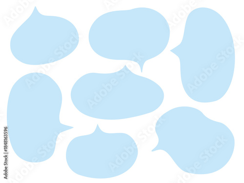 水色のゆるい可愛い吹き出しのセット