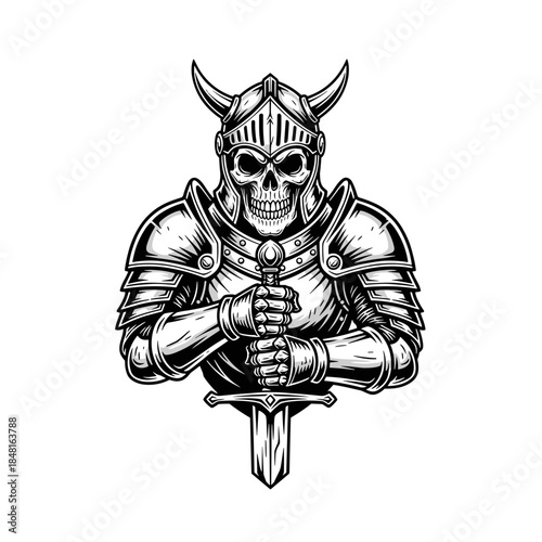 Skull viking helmet with sword