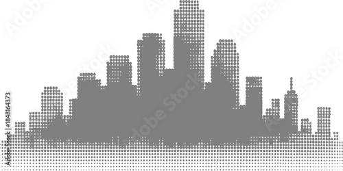 Vector illustration of a modern urban city skyline silhouette featuring a high skyscraper panorama and downtown business architecture design