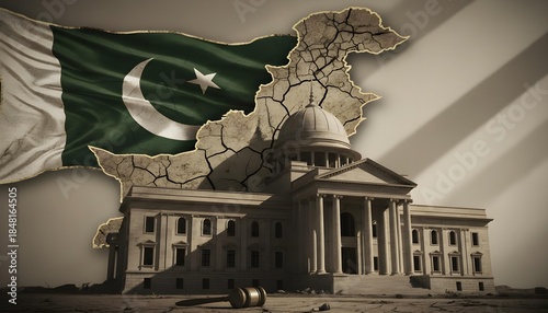 Cracked Maps & Flags of Pakistan, US, UK, India – Dramatic Symbolic 4K Background