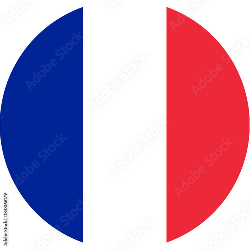 Circular French flag icon for UI design