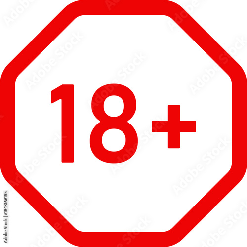 Red 18 plus icon for adult restriction