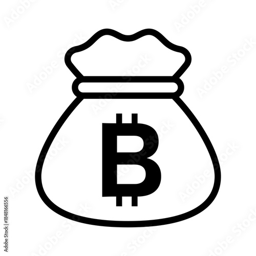 仮想通貨・B記号入りマネーバッグのアウトラインアイコン/Digital Currency Money Bag Outline Icon