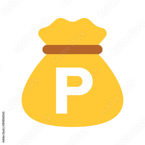 ポイントを表す黄色のマネーバッグアイコン /Point Money Bag Flat Icon