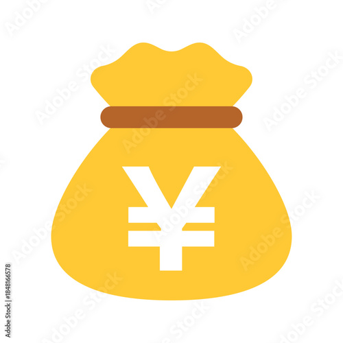 円マーク入りのマネーバッグアイコン /Yen Money Bag Flat Icon