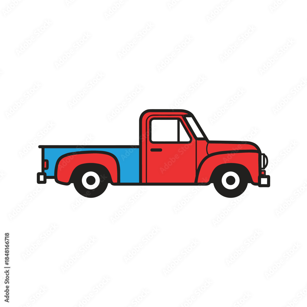 Fototapeta premium Classic red pickup truck Vector