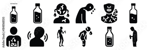 set of dehydration silhouette icon vector illustration isolated on white background