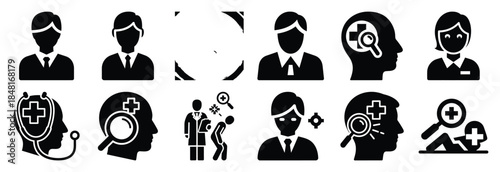 set of diagnosis illness silhouette icon vector illustration isolated on white background
