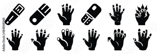 set of frostbite silhouette icon vector illustration isolated on white background