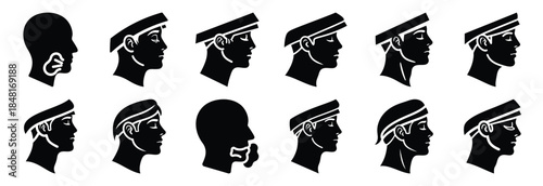 set of sore throat silhouette icon vector illustration isolated on white background