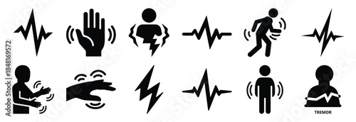 set of tremor silhouette icon vector illustration isolated on white background