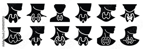 set of thyroid disorder silhouette icon vector illustration isolated on white background