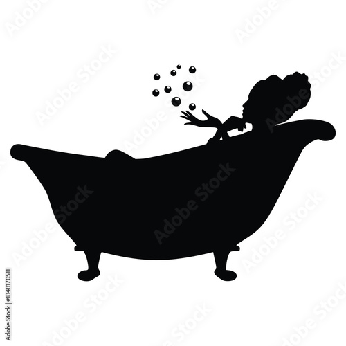 Relaxing Bathtub Silhouette with Bubbles