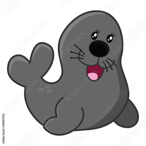 Cute Cartoon Seal Sitting Upright Vector