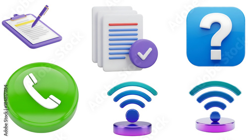 Collection of various icons representing communication and data
