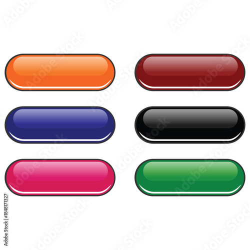 Glossy Pill Buttons UI Vector Set