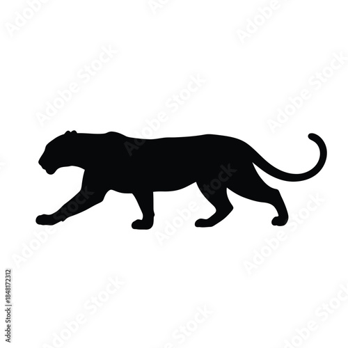 Black panther silhouette walking left