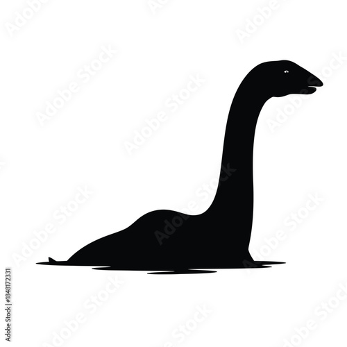 Black silhouette of a legendary sea monster rising out of the water