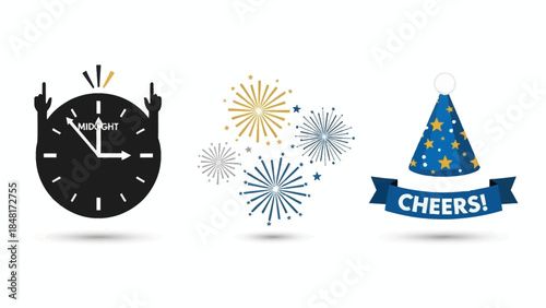 Midnight Fireworks Celebration Illustration