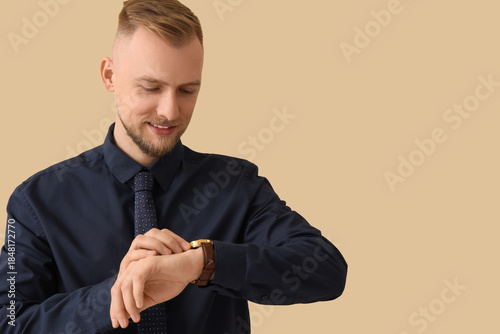 Bearded businessman looking...
