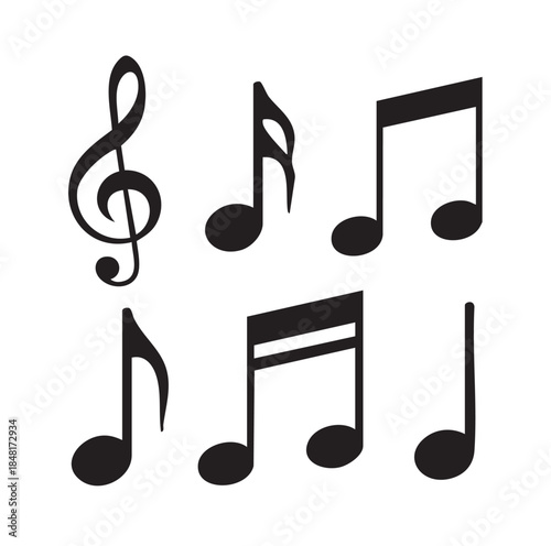 Music Notes and Treble Clef Vector Set
