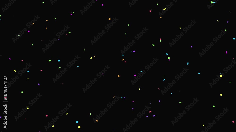 Colorful falling confetti particles animation on black background Hd ...