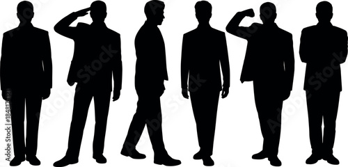 silhouettes of businessmen in various poses