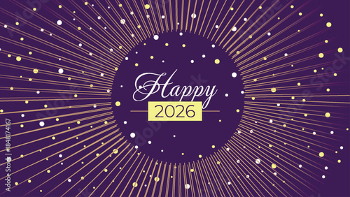 Golden Burst Happy 2026 Celebration Design