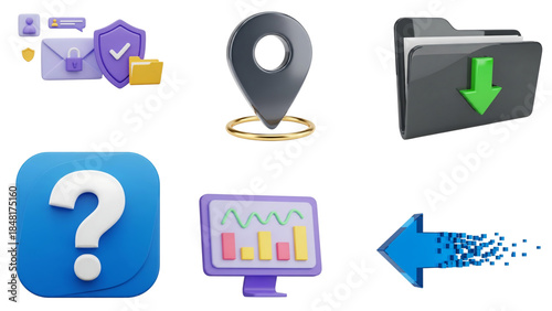 Collection of various icons representing data and navigation