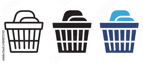 Laundry Basket Icon set Vector Illustration for Home, Cleaning, and Organization Design