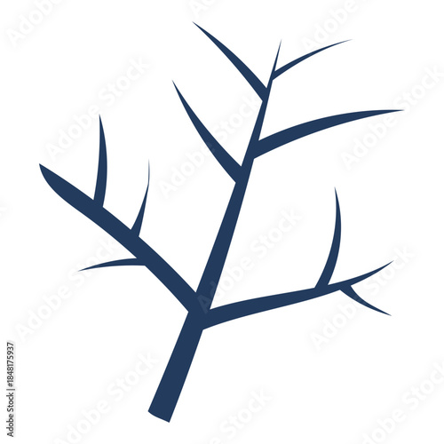 Tree branch, twig, stick, bough, snowman design element, isolated on transparent. Hand drawn flat vector illustration. Seasonal, winter, botanical clip art, plant part