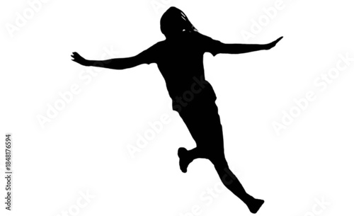 Female athlete celebrating a victory during a soccer match.