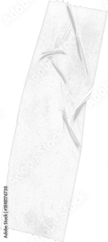 Wrinkled White Masking Tape Strip Isolated - Textured Adhesive Overlay Element for Design