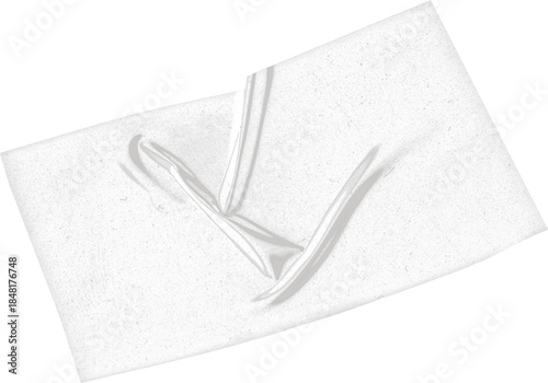 Crumpled White Adhesive Tape Texture Overlay - Wrinkled Sticky Strip Isolated on White Background