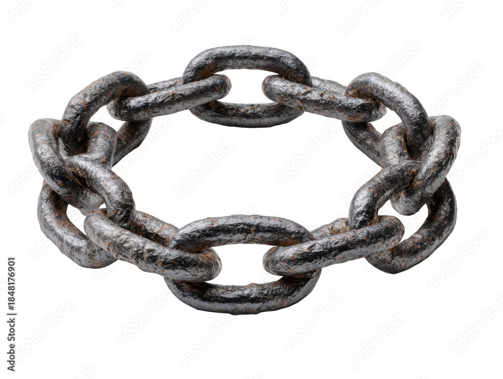 Fototapeta premium Heavy metal chain ring isolated on transparent background
