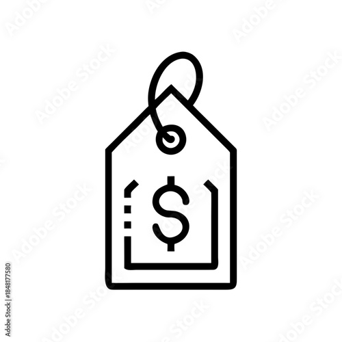 Price tag with dollar symbol in minimalistic design  