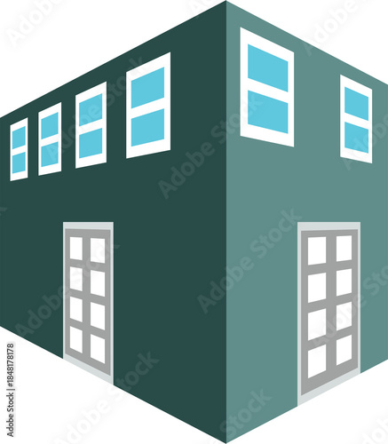 Photo of isometric building isolated on transparent background