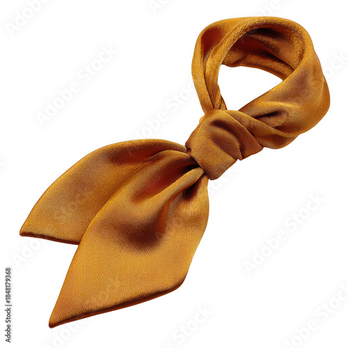 Golden silk scarf isolated on transparent background