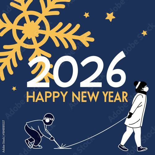 Happy New Year 2026 Square creative Greeting card 