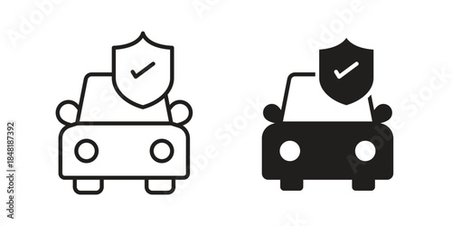 Car insurance icon for website, thin line icons. vector logo design